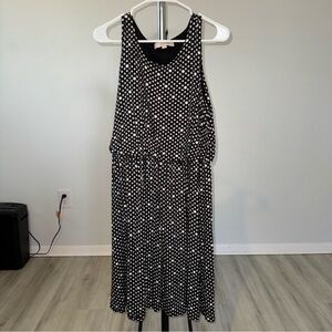 Loft Women’s Black and White Circle Patterned Sleeveless Dress Size Large